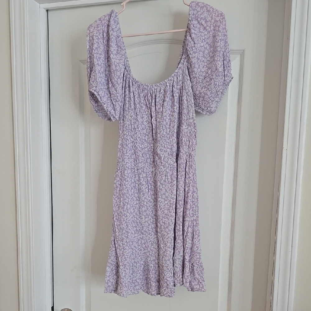 Floral Puff Sleeve Dress in Lavender